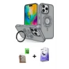 ieg™ iPhone 16 Pro Max Kılıf Nova Minimal Serisi - Siyah Bilvis 5in1 5D Magic Hayalet Cam Ekran Koruyucu + Raze Metal Kamera Lens - CLTM