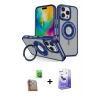 ieg™ iPhone 16 Pro Max Kılıf Nova Minimal Serisi - Siyah Bilvis 5in1 5D Magic Hayalet Cam Ekran Koruyucu + Raze Metal Kamera Lens - CLTM