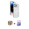 ieg™ iPhone 16 Pro Max Kılıf Nova Modern Prime - Siyah Bilvis 5in1 5D Magic Hayalet Cam Ekran Koruyucu + Pers Alüminyum Kamera Lens - CLTM