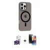 ieg™ iPhone 16 Pro Max Kılıf Pusula Form Özel Seri - Siyah 3D Antistatik Mat Seramik Nano Ekran Koruyucu + Bilvis Titan Kamera Lens - SH