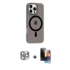 ieg™ iPhone 16 Pro Max Kılıf Pusula Form Özel Seri - Siyah 3D Antistatik Mat Seramik Nano Ekran Koruyucu + Pers Alüminyum Kamera Lens - GI