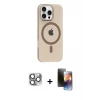 ieg™ iPhone 16 Pro Max Kılıf Pusula Form Özel Seri - Siyah 3D Antistatik Mat Seramik Nano Ekran Koruyucu + Pers Alüminyum Kamera Lens - GI