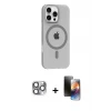 ieg™ iPhone 16 Pro Max Kılıf Pusula Form Özel Seri - Siyah 3D Antistatik Mat Seramik Nano Ekran Koruyucu + Pers Alüminyum Kamera Lens - GI