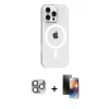 ieg™ iPhone 16 Pro Max Kılıf Pusula Form Özel Seri - Siyah 3D Antistatik Mat Seramik Nano Ekran Koruyucu + Pers Alüminyum Kamera Lens - GI