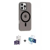 ieg™ iPhone 16 Pro Max Kılıf Pusula Form Özel Seri - Siyah 3D Antistatik Seramik Nano Ekran Koruyucu + Bilvis Titan Kamera Lens - GS