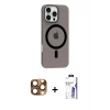 ieg™ iPhone 16 Pro Max Kılıf Pusula Form Özel Seri - Siyah Bilvis 3X AR HD Cam Ekran Koruyucu + Pers Alüminyum Kamera Lens - CLTM