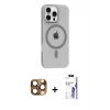 ieg™ iPhone 16 Pro Max Kılıf Pusula Form Özel Seri - Siyah Bilvis 3X AR HD Cam Ekran Koruyucu + Pers Alüminyum Kamera Lens - CLTM