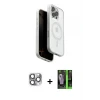 ieg™ iPhone 16 Pro Max Kılıf Pusula Form Serisi - Şeffaf 360 Full Body Arka Koruyucu + Pers Alüminyum Kamera Lens - GI