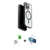ieg™ iPhone 16 Pro Max Kılıf Pusula Form Serisi - Siyah 3D Antistatik Seramik Nano Ekran Koruyucu + Raze Metal Kamera Lens - BZ