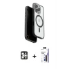 ieg™ iPhone 16 Pro Max Kılıf Pusula Form Serisi - Siyah Bilvis 3X AR Hayalet Cam Ekran Koruyucu + PVD Metal Kamera Lens - GS