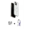 ieg™ iPhone 16 Pro Max Kılıf Pusula Form Serisi - Siyah Bilvis 3X AR HD Cam Ekran Koruyucu + Pers Alüminyum Kamera Lens - GS