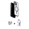 ieg™ iPhone 16 Pro Max Kılıf Pusula Form Serisi - Siyah Bilvis 3X AR HD Cam Ekran Koruyucu + Pers Alüminyum Kamera Lens - GS