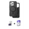 ieg™ iPhone 16 Pro Max Kılıf Pusula Işık Koleksiyonu - Siyah Bilvis 5in1 3D Magic Cam Ekran Koruyucu + Bilvis Titan Kamera Lens - TMGI