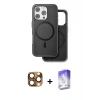 ieg™ iPhone 16 Pro Max Kılıf Pusula Işık Koleksiyonu - Siyah Bilvis 5in1 3D Magic Cam Ekran Koruyucu + Pers Alüminyum Kamera Lens - CLTM