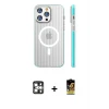 ieg™ iPhone 16 Pro Max Kılıf Pusula Minimal Koleksiyonu - Siyah Buffer Cam Ekran Koruyucu + PVD Metal Kamera Lens - GS