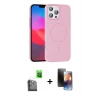 ieg™ iPhone 16 Pro Max Kılıf Siluet Doku Özel Seri - Siyah 3D Antistatik Mat Seramik Nano Ekran Koruyucu + Raze Metal Kamera Lens - SH