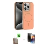 ieg™ iPhone 16 Pro Max Kılıf Siluet Doku Özel Seri - Siyah 3D Antistatik Mat Seramik Nano Ekran Koruyucu + Raze Metal Kamera Lens - CLTM