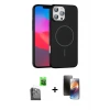 ieg™ iPhone 16 Pro Max Kılıf Siluet Doku Özel Seri - Siyah 3D Antistatik Mat Seramik Nano Ekran Koruyucu + Raze Metal Kamera Lens - SH