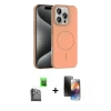 ieg™ iPhone 16 Pro Max Kılıf Siluet Doku Özel Seri - Siyah 3D Antistatik Mat Seramik Nano Ekran Koruyucu + Raze Metal Kamera Lens - SH