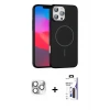 ieg™ iPhone 16 Pro Max Kılıf Siluet Doku Özel Seri - Siyah Bilvis 3X AR Hayalet Cam Ekran Koruyucu + Pers Alüminyum Kamera Lens - GS