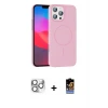 ieg™ iPhone 16 Pro Max Kılıf Siluet Doku Özel Seri - Siyah Buffer Hayalet Cam Ekran Koruyucu + Pers Alüminyum Kamera Lens - GS