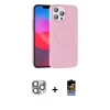 ieg™ iPhone 16 Pro Max Kılıf Siluet Doku Özel Seri - Siyah Buffer Hayalet Cam Ekran Koruyucu + Pers Alüminyum Kamera Lens - GI