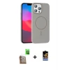 ieg™ iPhone 16 Pro Max Kılıf Siluet Doku Özel Seri - Siyah Buffer Hayalet Cam Ekran Koruyucu + Raze Metal Kamera Lens - CLTM