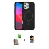 ieg™ iPhone 16 Pro Max Kılıf Siluet Doku Özel Seri - Siyah Buffer Hayalet Cam Ekran Koruyucu + Raze Metal Kamera Lens - CLTM