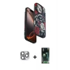 ieg™ iPhone 16 Pro Max Kılıf Siluet Doku - Siyah 360 Mat Full Body Arka Koruyucu + Pers Alüminyum Kamera Lens - GI