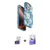 ieg™ iPhone 16 Pro Max Kılıf Siluet Doku - Siyah Bilvis 5in1 5D Magic Hayalet Cam Ekran Koruyucu + Bilvis Titan Kamera Lens - TMGI
