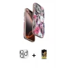 ieg™ iPhone 16 Pro Max Kılıf Siluet Doku - Siyah Buffer Cam Ekran Koruyucu + Pers Alüminyum Kamera Lens - GS