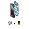ieg™ iPhone 16 Pro Max Kılıf Siluet Doku - Siyah Buffer Cam Ekran Koruyucu + Pers Alüminyum Kamera Lens - GS