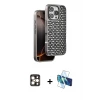 ieg™ iPhone 16 Pro Max Kılıf Siluet Form Serisi - Siyah 3D Antistatik Seramik Nano Ekran Koruyucu + PVD Metal Kamera Lens - GD
