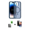 ieg™ iPhone 16 Pro Max Kılıf Siluet Minimal Prime - Siyah 3D Antistatik Mat Seramik Nano Ekran Koruyucu + Raze Metal Kamera Lens - SH