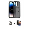 ieg™ iPhone 16 Pro Max Kılıf Siluet Minimal Prime - Siyah 3D Antistatik Mat Seramik Nano Ekran Koruyucu + PVD Metal Kamera Lens - GD