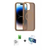 ieg™ iPhone 16 Pro Max Kılıf Siluet Minimal Prime - Siyah 3D Antistatik Seramik Nano Ekran Koruyucu + Raze Metal Kamera Lens - BZ