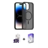 ieg™ iPhone 16 Pro Max Kılıf Siluet Minimal Prime - Siyah Bilvis 5in1 3D Magic Cam Ekran Koruyucu + Bilvis Titan Kamera Lens - GS