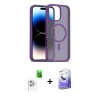 ieg™ iPhone 16 Pro Max Kılıf Siluet Minimal Prime - Siyah Bilvis 5in1 5D Magic Hayalet Cam Ekran Koruyucu + Raze Metal Kamera Lens - BZ