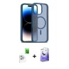 ieg™ iPhone 16 Pro Max Kılıf Siluet Minimal Prime - Siyah Bilvis 5in1 5D Magic Hayalet Cam Ekran Koruyucu + Raze Metal Kamera Lens - BZ