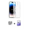 ieg™ iPhone 16 Pro Max Kılıf Siluet Minimal Prime - Siyah Bilvis 5in1 5D Magic Hayalet Cam Ekran Koruyucu + Pers Alüminyum Kamera Lens - GI