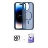 ieg™ iPhone 16 Pro Max Kılıf Siluet Minimal Prime - Siyah Bilvis 5in1 5D Magic Hayalet Cam Ekran Koruyucu + Pers Alüminyum Kamera Lens - GI