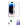 ieg™ iPhone 16 Pro Max Kılıf Siluet Minimal Prime - Siyah Bilvis 5in1 5D Magic Hayalet Cam Ekran Koruyucu + Raze Metal Kamera Lens - BZ