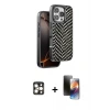 ieg™ iPhone 16 Pro Max Kılıf Vadi Özel Seri - Siyah 3D Antistatik Mat Seramik Nano Ekran Koruyucu + PVD Metal Kamera Lens - GD