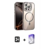 ieg™ iPhone 16 Pro Max Kılıf Yadigar Asil Koleksiyonu - Siyah Bilvis 5in1 3D Magic Cam Ekran Koruyucu + PVD Metal Kamera Lens - SH