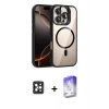 ieg™ iPhone 16 Pro Max Kılıf Yadigar Asil Koleksiyonu - Siyah Bilvis 5in1 3D Magic Cam Ekran Koruyucu + PVD Metal Kamera Lens - SH