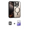 ieg™ iPhone 16 Pro Max Kılıf Yadigar Asil Koleksiyonu - Siyah Bilvis 5in1 5D Magic Hayalet Cam Ekran Koruyucu + PVD Metal Kamera Lens - SH