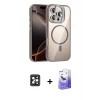 ieg™ iPhone 16 Pro Max Kılıf Yadigar Asil Koleksiyonu - Siyah Bilvis 5in1 5D Magic Hayalet Cam Ekran Koruyucu + PVD Metal Kamera Lens - SH