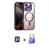ieg™ iPhone 16 Pro Max Kılıf Yadigar Asil Koleksiyonu - Siyah Bilvis 5in1 5D Magic Hayalet Cam Ekran Koruyucu + PVD Metal Kamera Lens - SH
