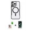 ieg™ iPhone 16 Pro Max Kılıf Yadigar Klasik Özel Seri - Siyah 360 Mat Full Body Arka Koruyucu + Raze Metal Kamera Lens - NLGY