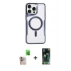 ieg™ iPhone 16 Pro Max Kılıf Yadigar Klasik Özel Seri - Siyah 360 Mat Full Body Arka Koruyucu + Raze Metal Kamera Lens - NLGY